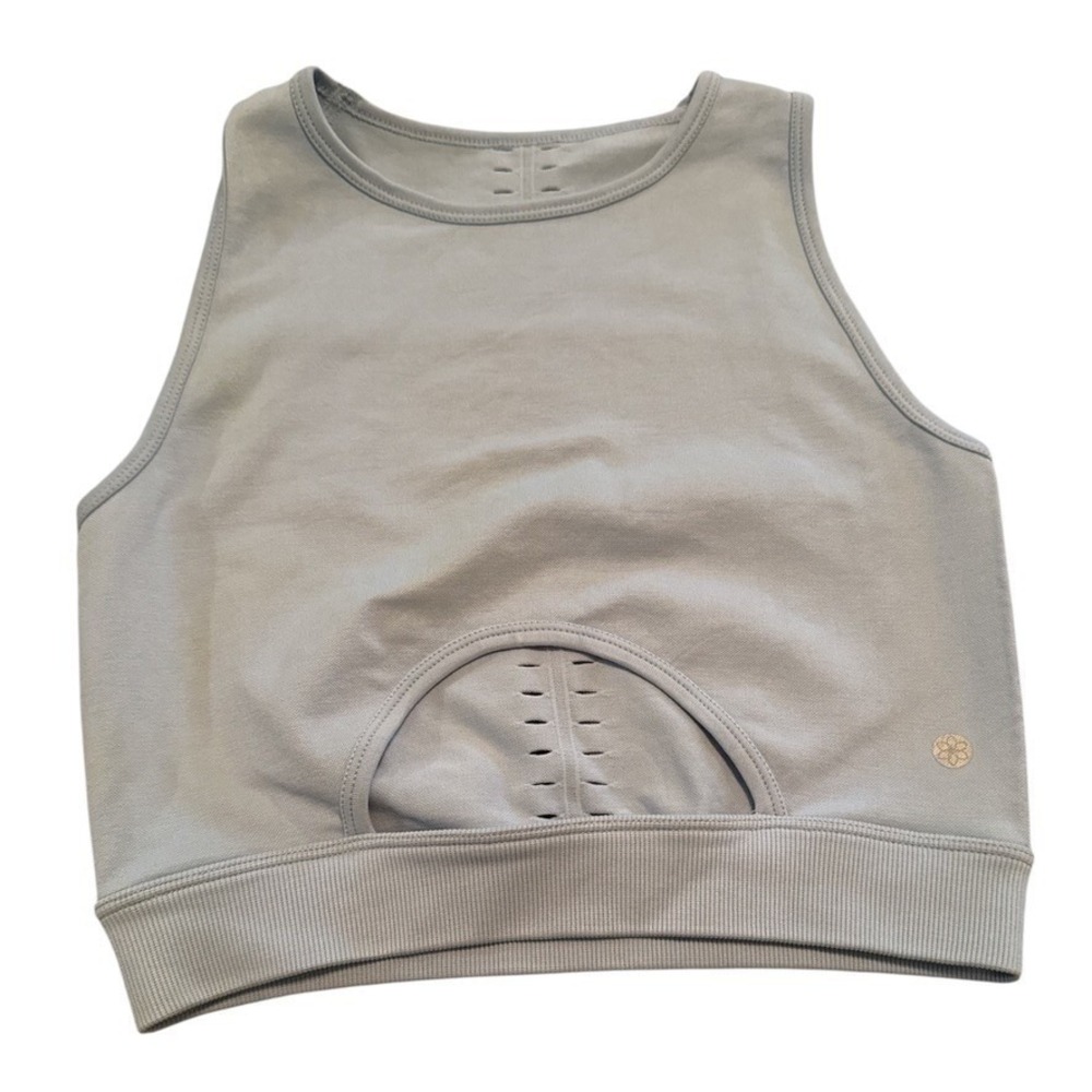 Aura Athletica Seamless‎ Crop Tank Top Women's S/M Light Grey Activewear Fitness
